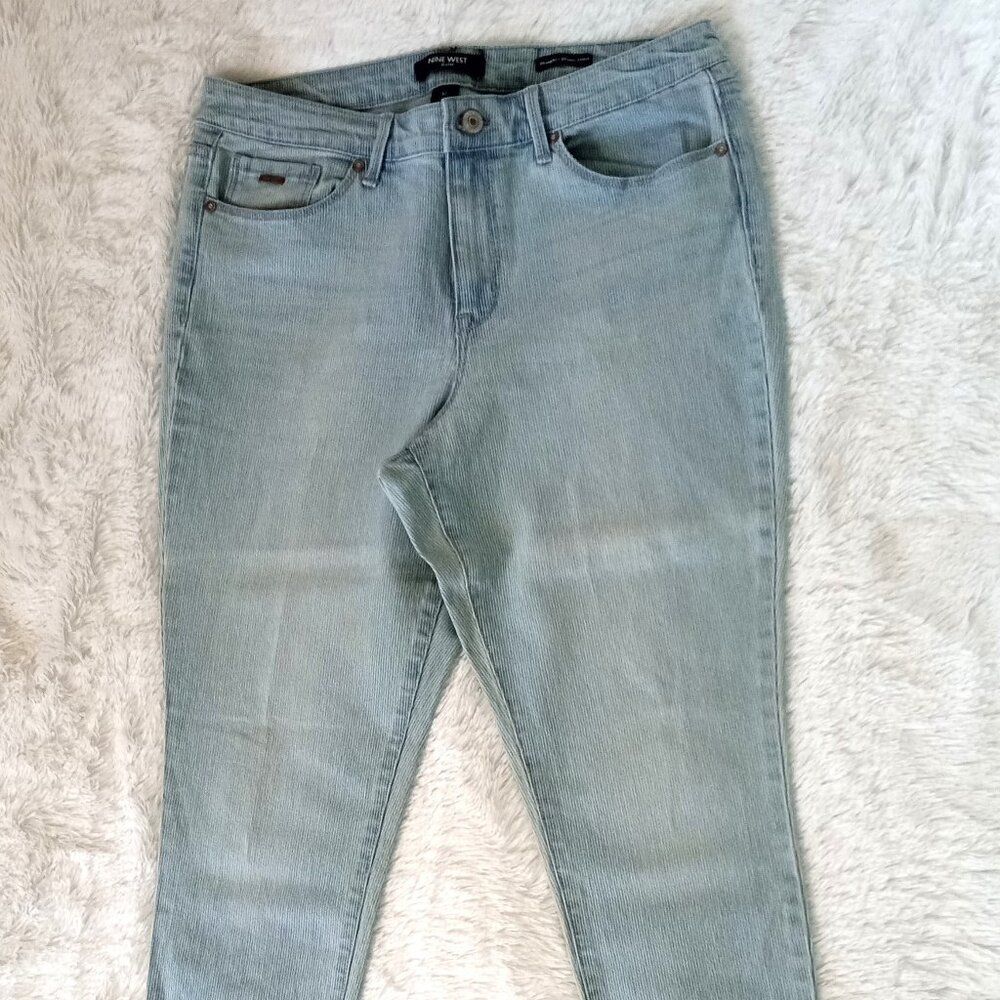 NINE WEST Women's Five Pocket, Pin Stripe, Gramercy Skinny Ankle Jeans -Size 12
